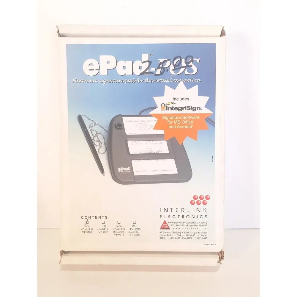 Interlink ePad POS VP 9705 Serial Electronic Signature Pad Complete Kit